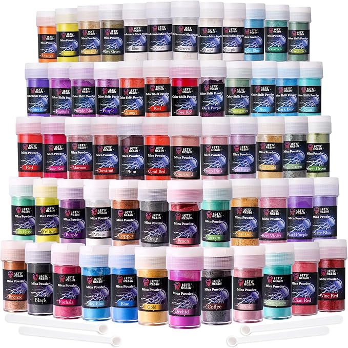 LET'S RESIN 60 Colors Mica Powder, Natural Pearlescent Pigment Powder by LETSRESIN