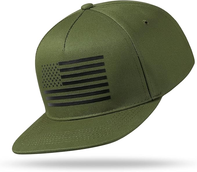 UALON Baseball Cap, Snapback Trucker Hat for Men & Women with American Flag and Adjustable, Breathable Mesh, Flat Bill Hats