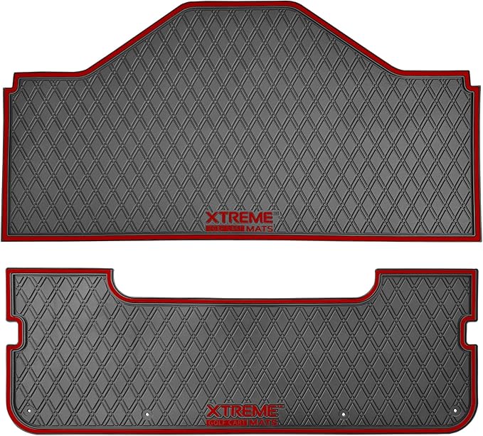 Xtreme MATS Evolution D5 Golf Cart Floor Mat Set - Rubber Double Diamond Design - Fits DMAX, D5, 2+2, 4F, 6F, Including Evolution Maverick and Ranger Trims