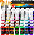 Caliart Acrylic Paint Set with 12 Brushes, 42 Colors Art Craft Paints Gifts by Caliart
