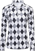 MoFiz Women's Golf Polo Shirt Long Sleeve Collared 1/4 Zip Stretch Soft Athletic Tops for Tennis Hiking & Outdoor Sports