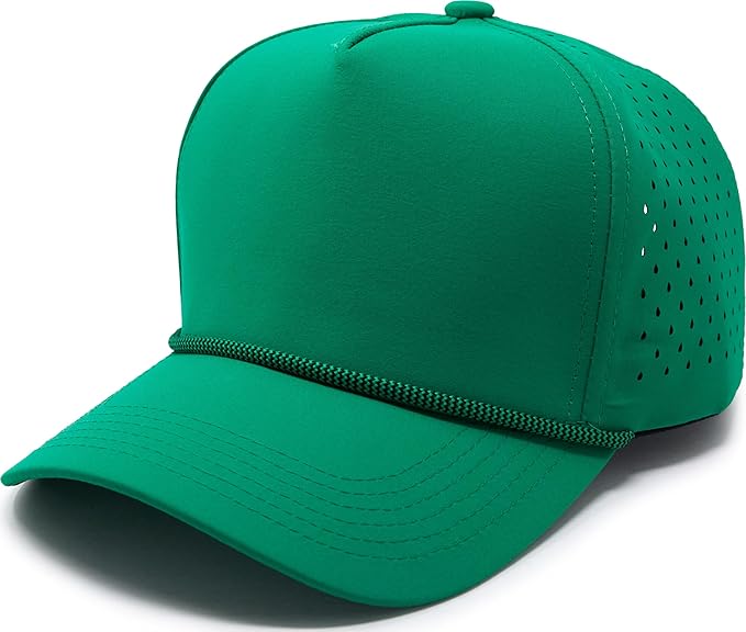Funky Junque Performance Waterproof Golf Rope Hat – Cool Breathable Workout 5 Panel Snapback Cap for Men