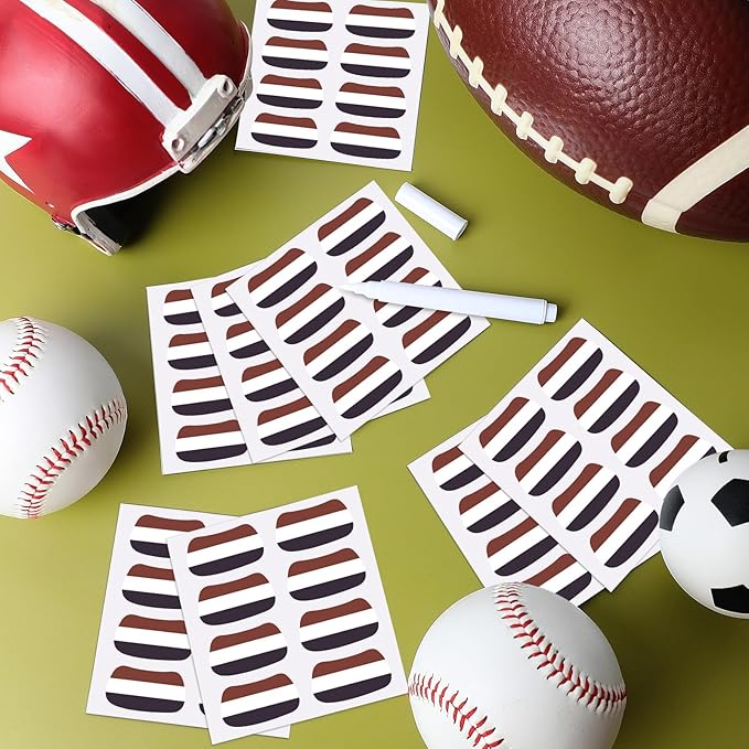 Sumind 48 Pairs Eye Strips Breathable Sports Eye Stickers with 1 White Pencil for Baseball Football Softball Fans on Game Day (Red,White,Blue)