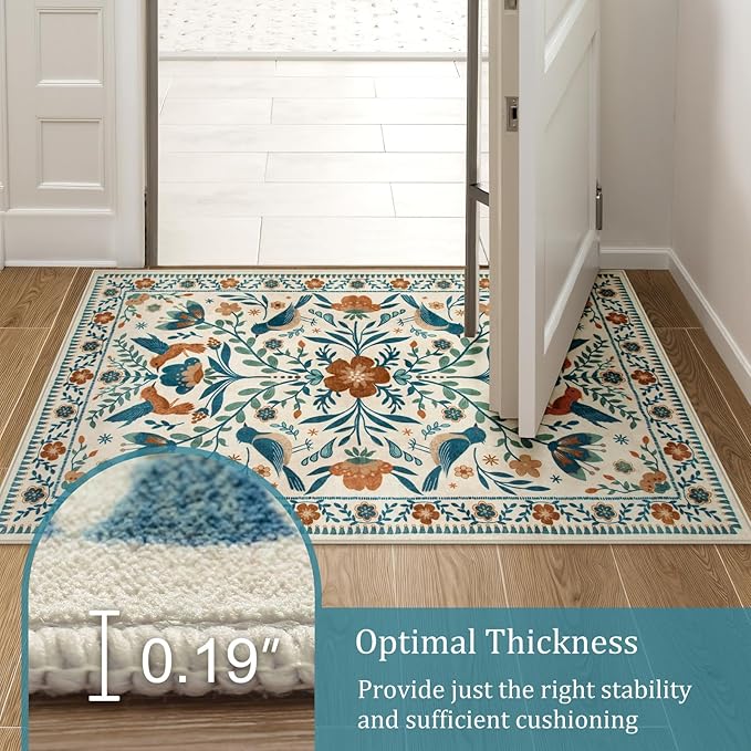 Morebes Floral 9x12 Area Rug for Living Room, Washable Large Rug for Bedroom - Image 6