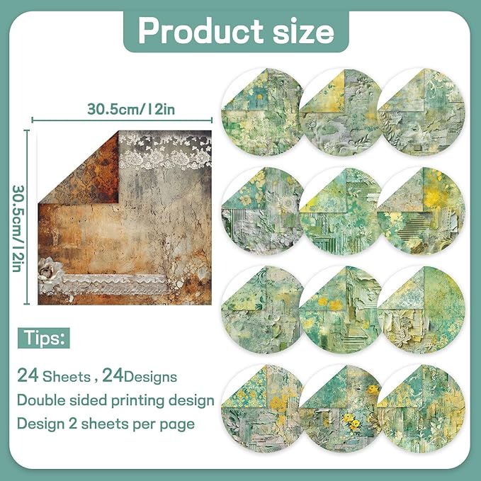 Scrapbook Paper 12x12 inch, 24 Sheets DIY Origami Decorative Craft, Double - Image 2
