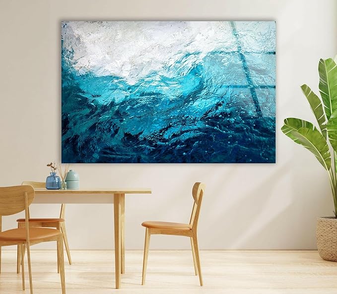 My Photostation.com 43Wx27H'' Blue Waves Abstract Glass Wall ArtTempered Glass - Image 4