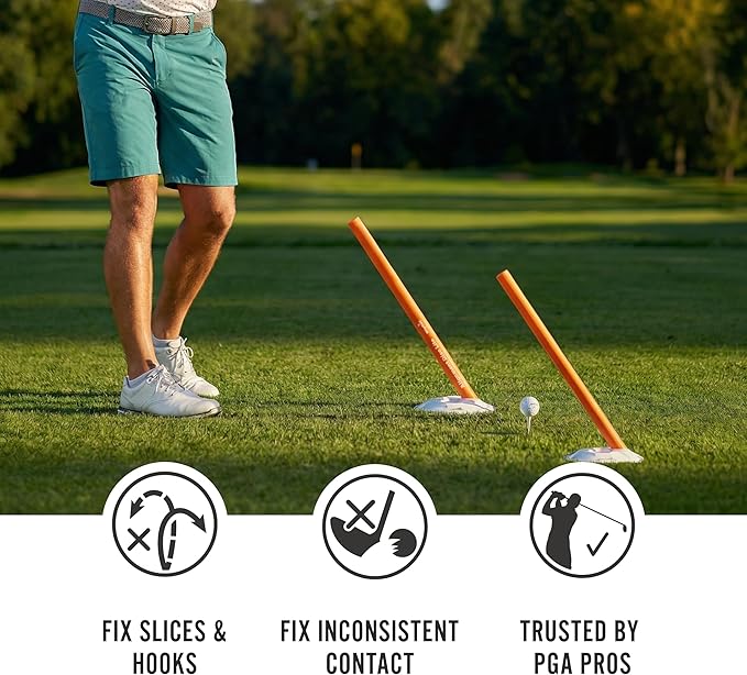 WHYGOLF Alignment Discs Lite, Compact Golf Swing Trainer and Alignment Sticks Set with 2 Discs and 2 Foam Rods, Portable Golf Training Aid and Practice Accessory