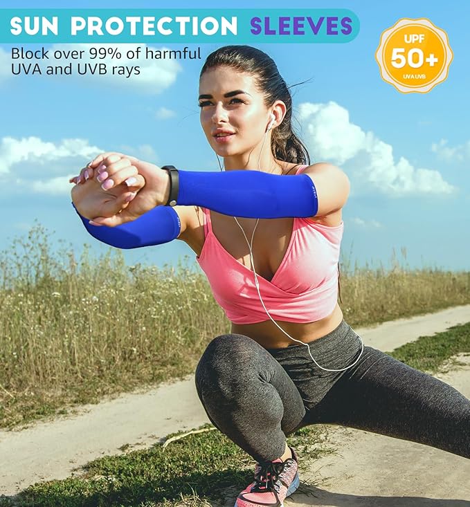 HiRui Arm Compression Sleeves for Men Women Youth, UV Protection 20-30mmHG Support Tattoo Cover, Breathable Moisture-Wicking