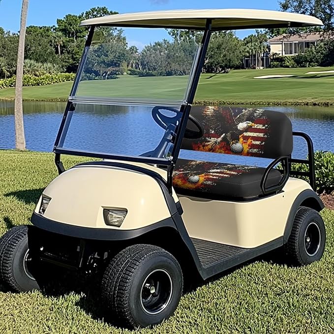 Suobstales Golf Cart Front and Rear Seat Cover Set for EZGO TXT RXV & Club Car DS 2 Passenger, Washable Bench Seat Covers Kit