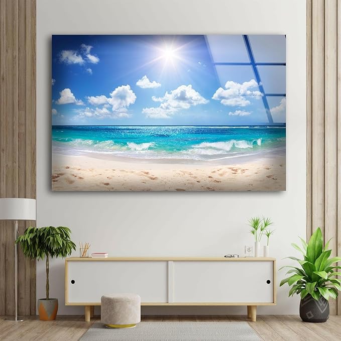 My Photostation.com 30Wx24H'' Summer Beach Landscape Glass Wall ArtTempered - Image 2