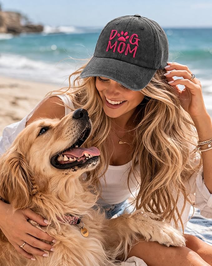 Waldeal Women's Embroidered Dog Mom Hat Adjustable Denim Baseball Cap