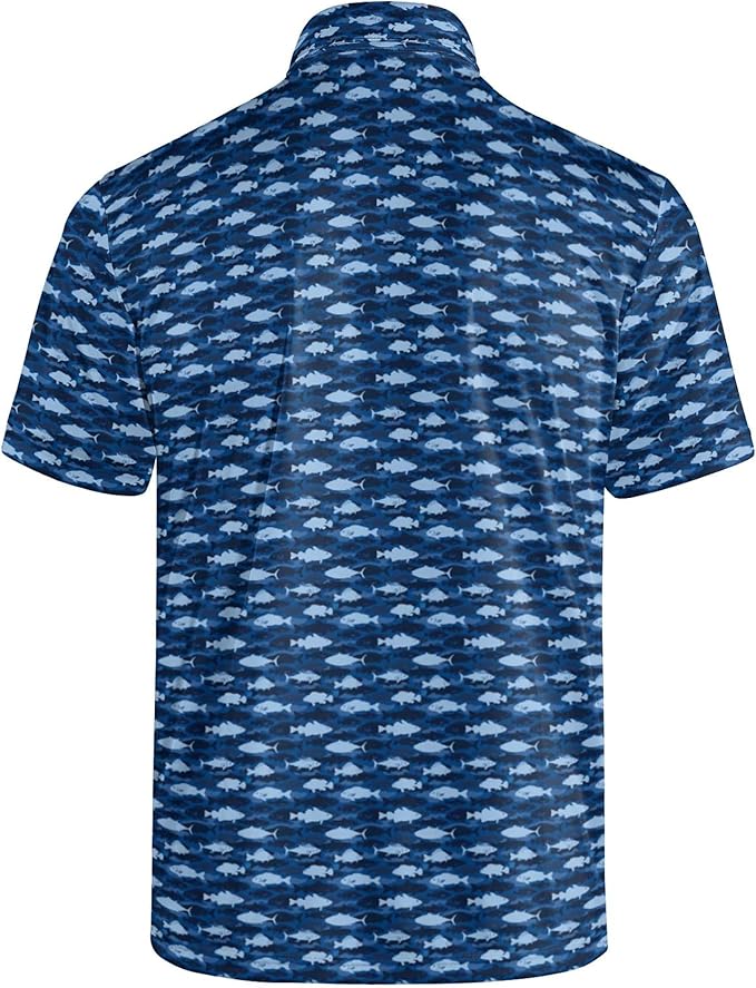 Golf Polo Shirts for Men Funny Print Short Sleeve Golf Shirts Performance Golf Polos