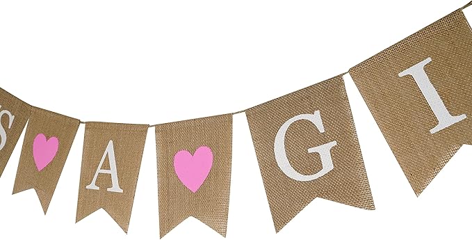 MEEDEE Burlap Banner Welcome Baby Girls Banner Rustic Baby Shower Party Favors - Image 4