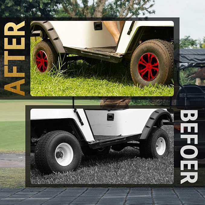 Golf Cart SS Wheel Covers Hub Caps for EZGO Club Car Yamaha, 8 inch Golf Cart Hub Caps, Set of 4 Wheel Covers