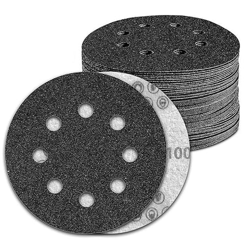 100 Pcs 5 inch Wet Dry Sanding Discs Grit 100 Hook and Loop 8 Hole Silicon by Pukamam