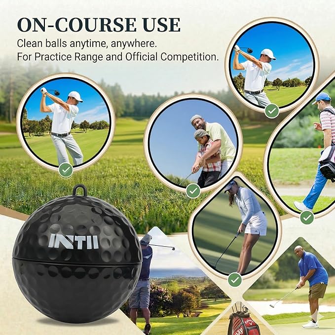 Upgrade Portable Golf Ball Cleaner More Lightweight, Home Golf Ball Washer for Bag, with Replaceable Sponges, Clip-On Design, Premium Golf Accessories Gift
