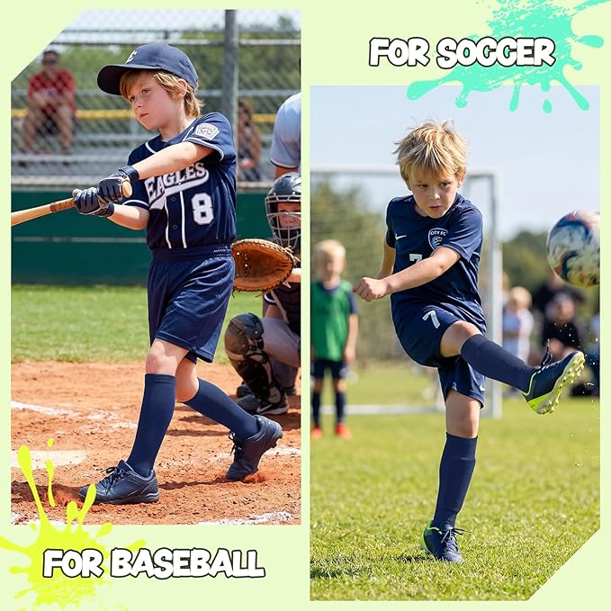 American Trends 2 Pairs Baseball Soccer Socks Youth Boy Girl Kids Toddler Softball Football Tball Socks Knee High Accessories