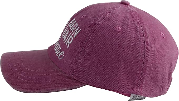 Barn Hair Don't Care Hat, Embroidered Adjustable Wash Cotton Baseball Cap, Horse Lovers Gifts for Women Men