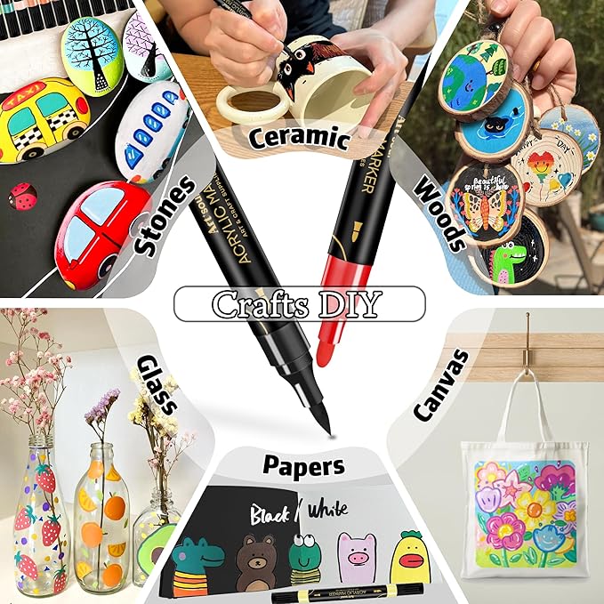 Art+soul 24 Colors Acrylic Paint Pens-Dual Tip Markers, Long Lasting Colors - Image 5