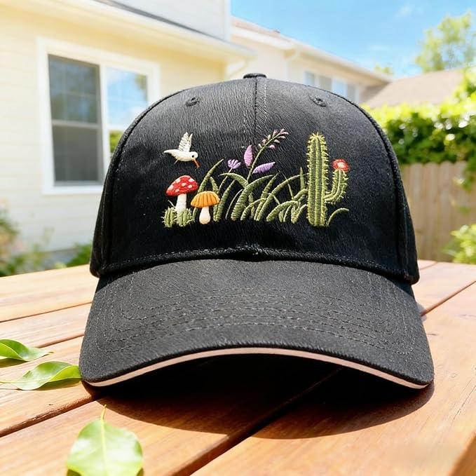 Embroidered Baseball Cap for Men Women, Breathable Cotton Adjustable Hat, Various Patterns for Casual Daily Outfits