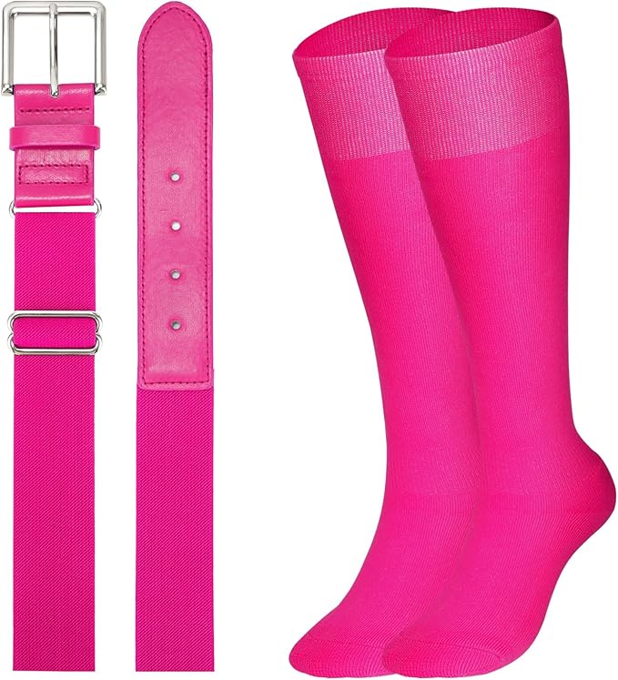 XZQTIVE Baseball Softball Socks and Baseball Softball Belt Combo Set Knee-High Soccer Socks for Kids Youth Adult