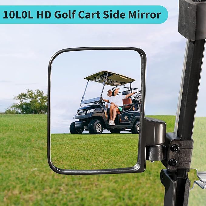 10L0L Golf Cart Mirror Sets -No Drilling Side Mirrors,Wide Angle Rear View Mirror Adjustable HD Glass Universal for Yamaha Club Car EZGO