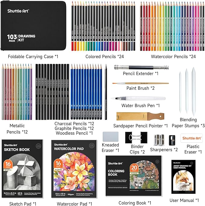Shuttle Art 103 PCS Drawing Kit, Professional Drawing Supplies - Image 2