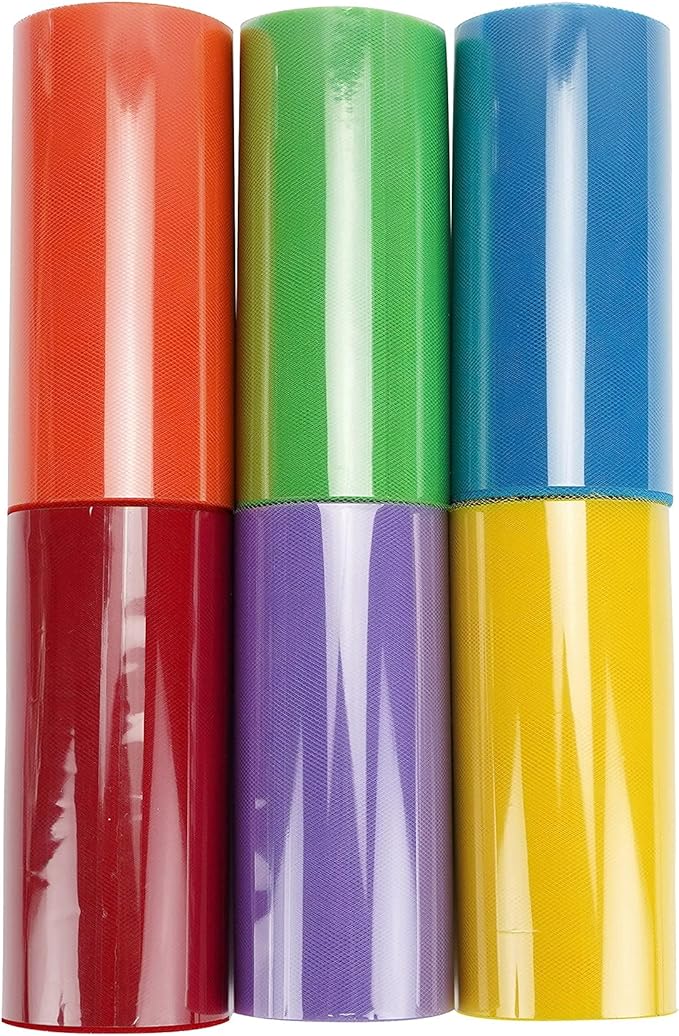 MEEDEE Rainbow Tulle Ribbon 6 Colors Roll Tulle Fabric Rainbow Spool Ribbon - Image 8