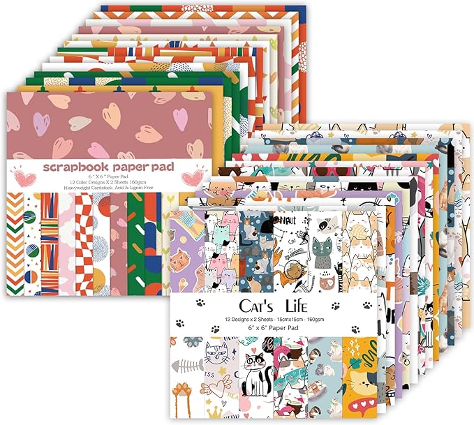 48 Sheets 24 Designs Scrapbook Paper Pad, Scrapbooking DIY Decorative by Bestartsuppliesforyou