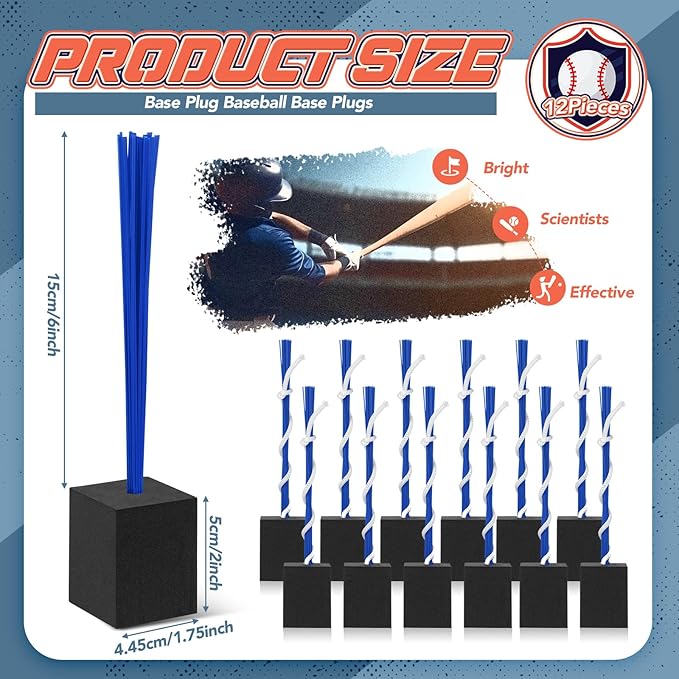 Shappy 12 Pieces Baseball Base Plugs with Tassel Heavy Duty Anchor Plugs for Baseball Field and Softball Accessories