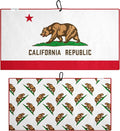 Pin Hunters California Flag Microfiber Golf Towel | Premium Waffle Towel with Clip | Large 31"×15.5" Towel for Golf Bags | Accessories for Men | Fun Gift for Husband | USA Pride