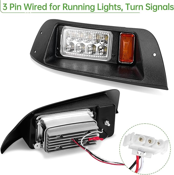 10L0L Golf Cart EZGO TXT Headlight Kit (12V) - Head Light and Tailight Kit with Mail Wire Harness for EZGO TXT 1995-2013 Gas and Electric Golf Cart, Street Legal