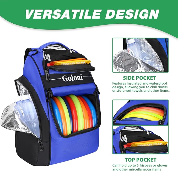Disc Golf Bag Holds 23+ Discs,Durable Disc Golf Backpack with cooler compartment,Large Capacity Frisbee Bags