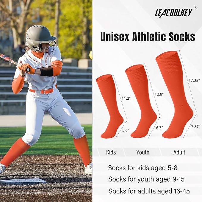 LEACOOLKEY Baseball Belt and Socks Combo Set Adjustable Softball Socks and Elastic Belt for Youth and Adult
