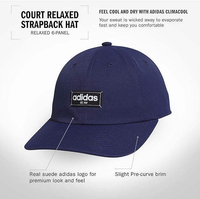 adidas Unisex Adult Court Hat – Relaxed Fit Retro Strapback Baseball Cap