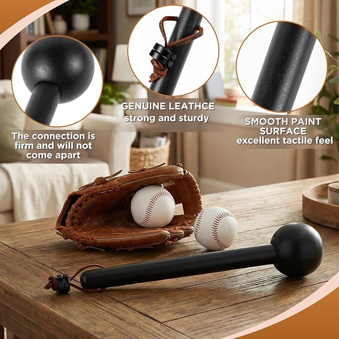 Hollowfly Baseball & Softball Glove Mallet-12 Inch Wooden Hammer with Leather Rope, Durable Glove Pocket Break-in Tool