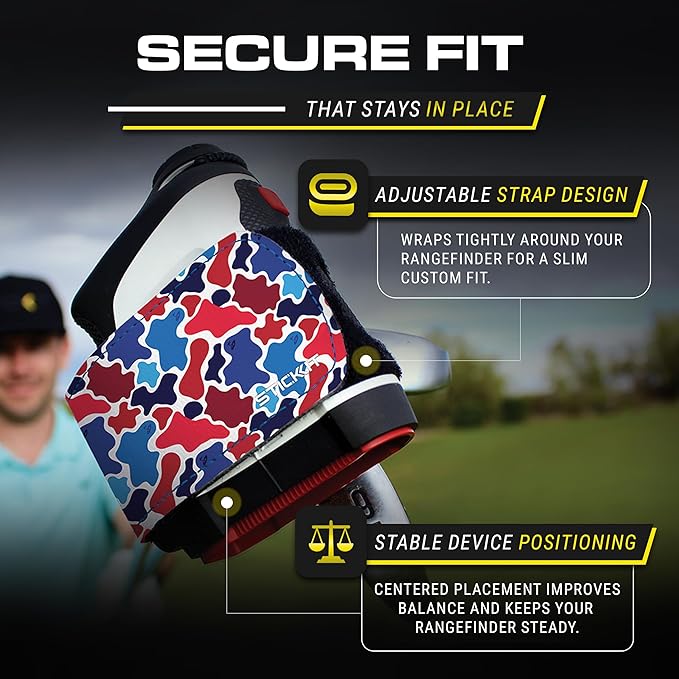 STICKIT Magnetic Rangefinder Strap | Strong Magnet Securely Holds to Golf Carts and Golf Clubs for Easy Access | Slim, Form Fitting, Size Adjustable