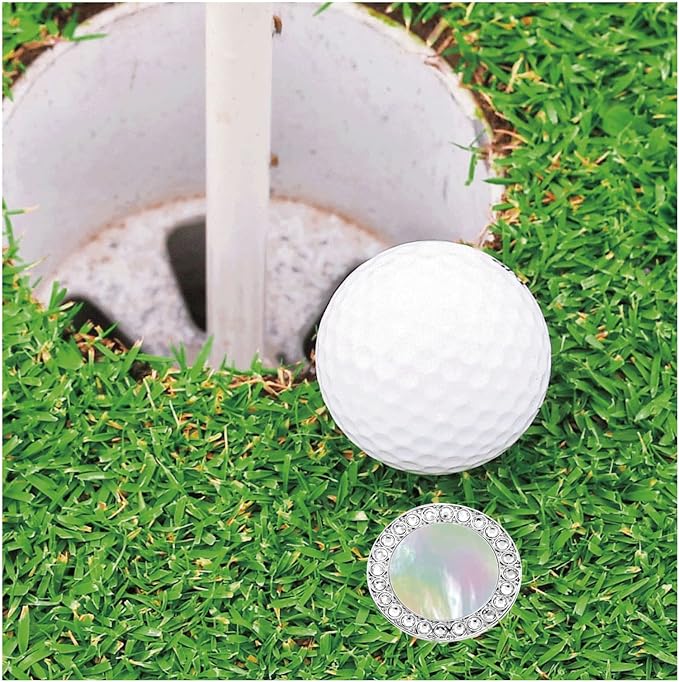 Golf Ball Marker Necklace, Pearl Crystal Ball Marker, Golf Accessories, Golf Gifts, Golf Ball Markers for Women