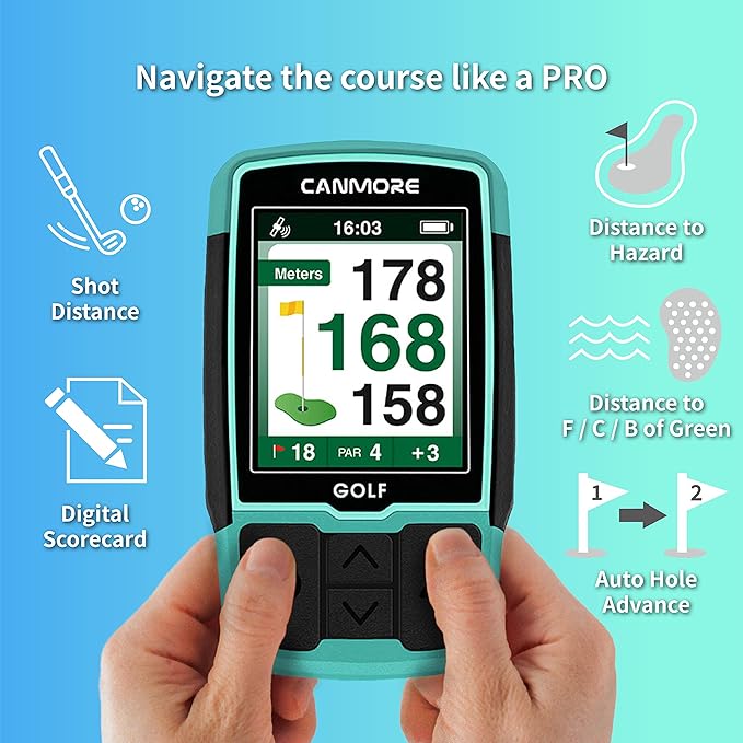 CANMORE HG200 Golf GPS - (Turquoise) Water Resistant Full Color Display with 41,000+ Essential Golf Course Data and Score Sheet - Free Courses Worldwide