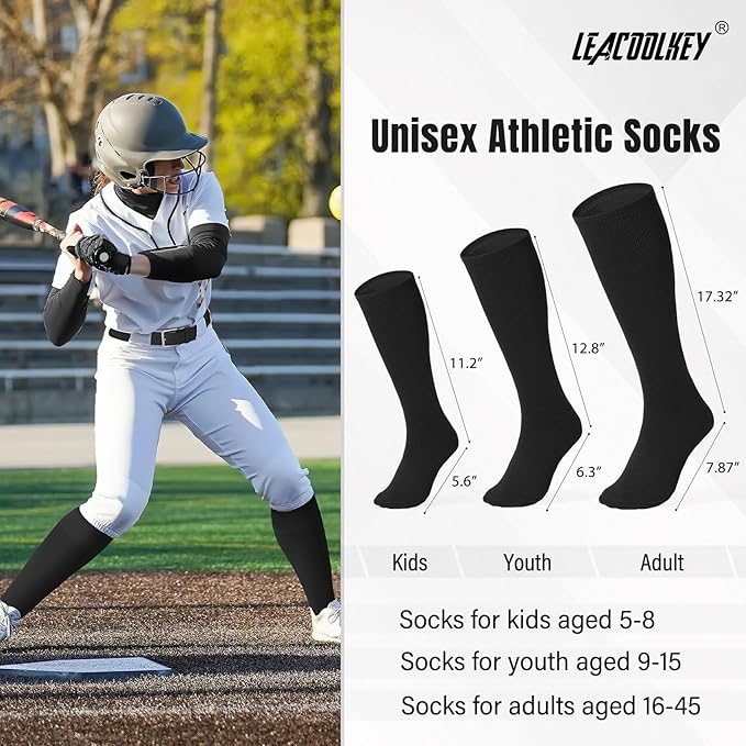LEACOOLKEY Baseball Belt and Socks Combo Set Adjustable Softball Socks and Elastic Belt for Youth and Adult