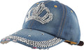 Hoce Fashion Rhinestone Denim Baseball Cap Studded Bling Hat for Women