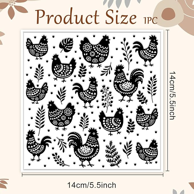 CHGCRAFT Artistic Chicken Silhouette Polymer Clay Texture Sheet Plant Leaves - Image 2