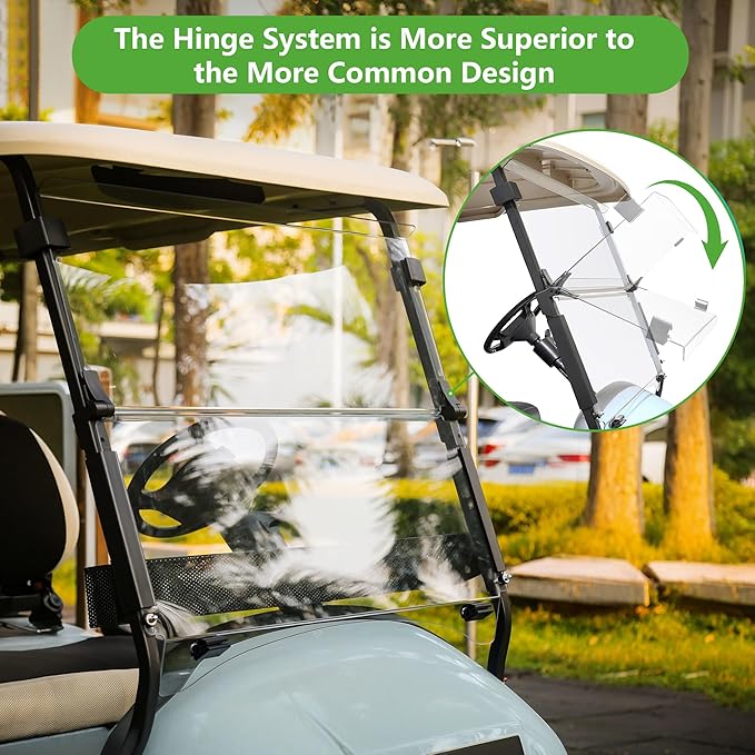 10L0L Golf Cart Windshield for Club Car Precedent 2004-Up, Tempo, 2017-Up Onward, Clear/Tinted Fold Down Club Car Windshield Anti-UV Impact Resistant, HD View, 37.5" W X 33.6" H