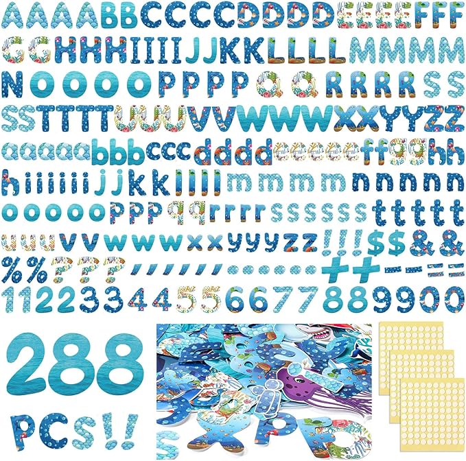 221 Pcs Bulletin Board Letters Round Alphabet Number Punctuation Symbol Combo by Humyoun