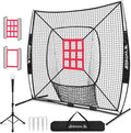 BAGAIL 7x7 ft Extra Large Baseball & Softball Training Net with Batting Tee, Heavy Duty Reinforced Steel Frame, Oversized Hitting Zone for All Levels, Portable Backstop with Carry Bag