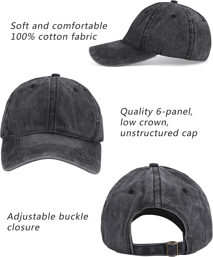 Oversize XXL Baseball Cap for Big Heads 23.6"-25.6", Extra Large Cotton Baseball Hat, Plus Size Unstructured Dad Hats