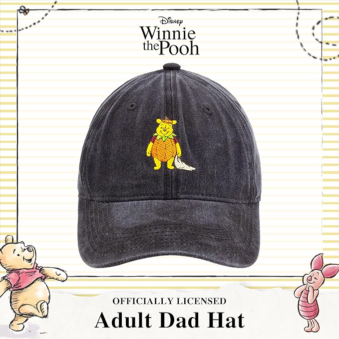 Disney Winnie The Pooh Dad Hat, Adjustable Cotton Baseball Cap with Curved Brim