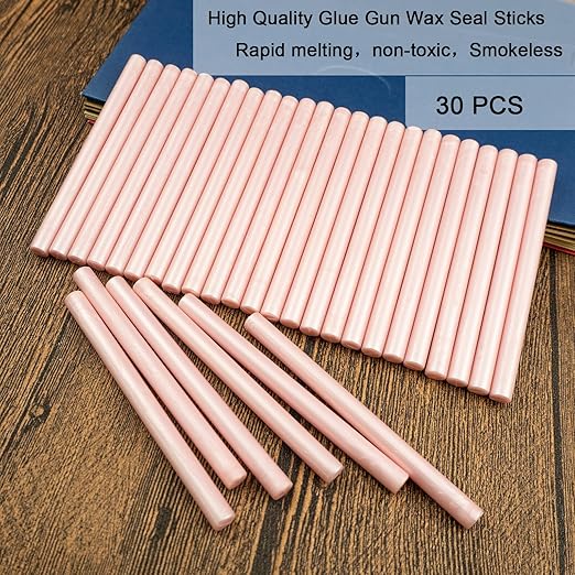 Wax Seal Stick, Ioggtser 30 PCS Pearlescent Pink Mini Glue Gun Wax Seal Stick - Image 2