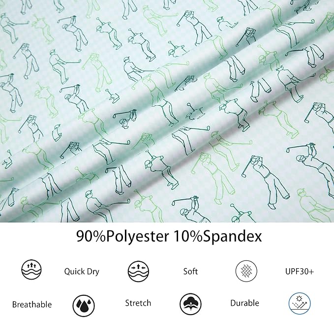 Alex Vando Mens Golf Shirt Moisture Wicking Quick-Dry Print Performance Polo Shirts for Men