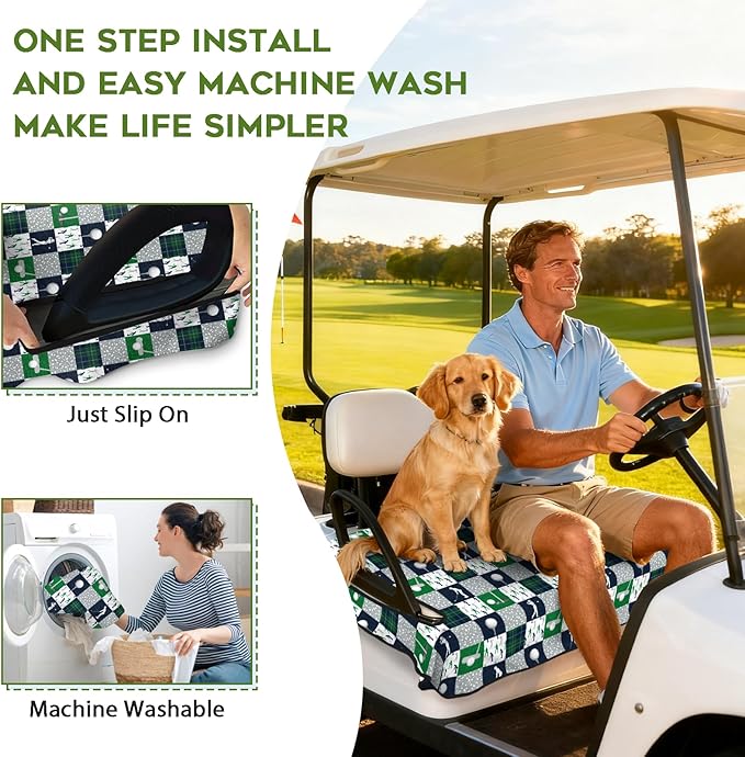 Golf Cart Seat Covers Club Car Golf Cart Accessories for Men Women Golf Carts Seat Towel Blanket 2-Seat Golf Cart Decorations
